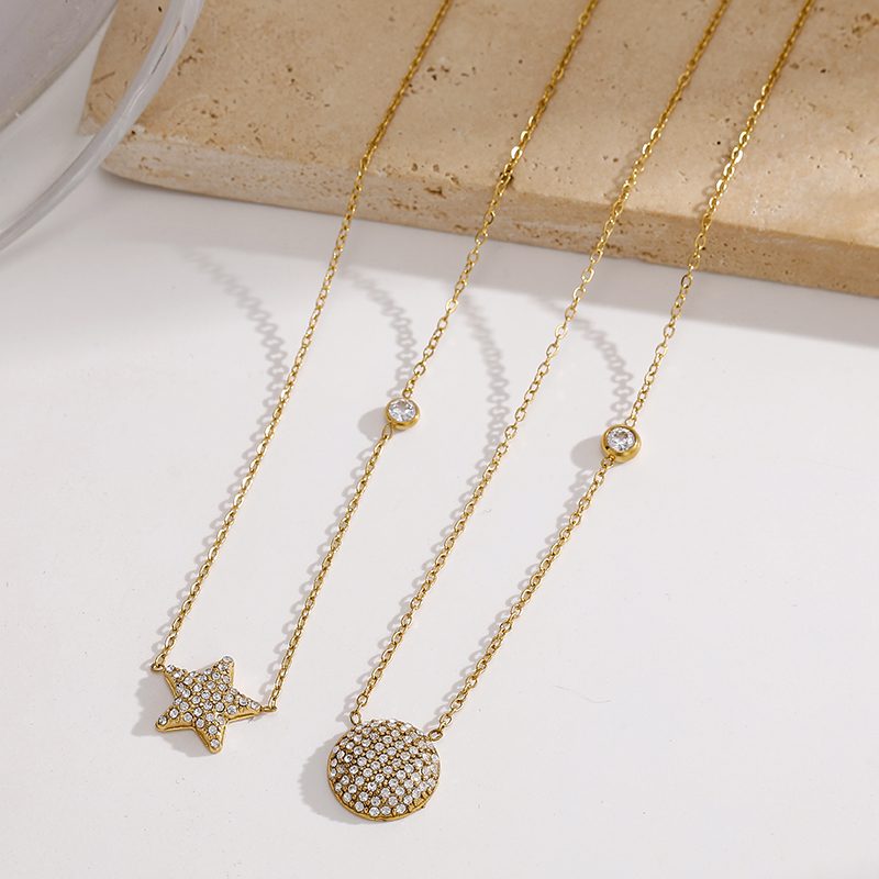 Ivanda Pavé Disc Pendant Necklace Gold CHZRK616-16 - view 6