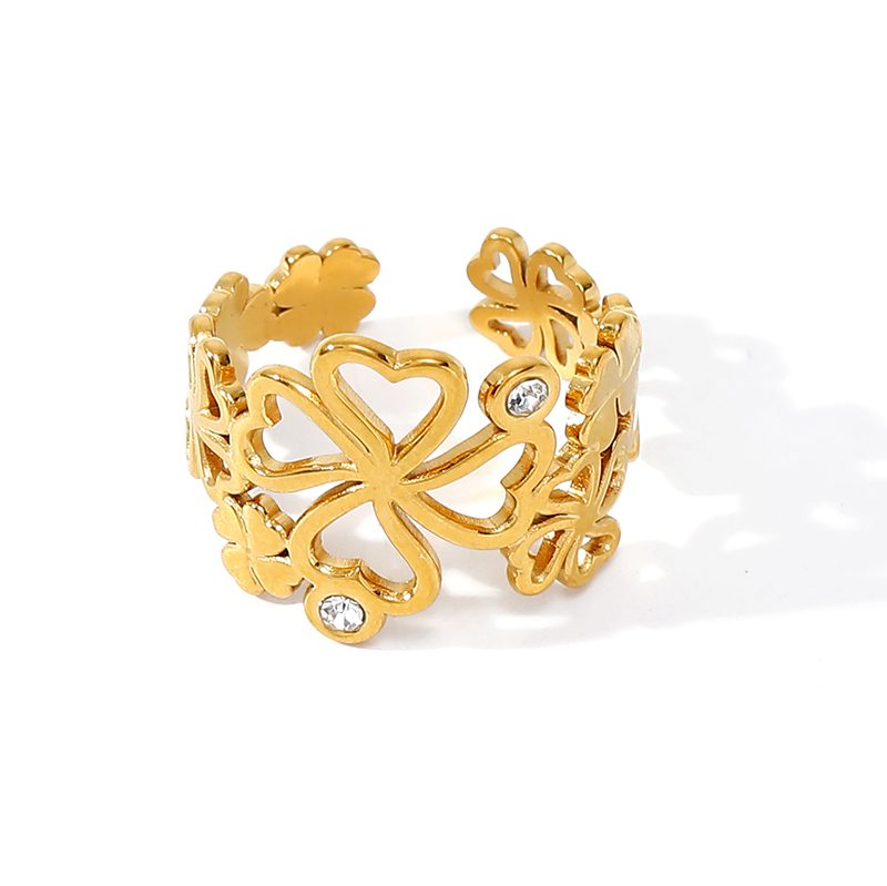 Ivanda Cutout Floral Band Ring Gold Stainless YWD2-R26062076-1 Ivanda Cutout Floral Band Ring Gold Stainless YWD2-R26062076-1 - view 3