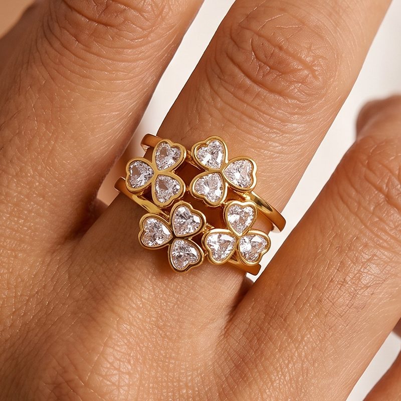 Ivanda Heart Crystal Cluster Ring Gold CHPJ26710-6 Ivanda Heart Crystal Cluster Ring Gold CHPJ26710-6 - view 5