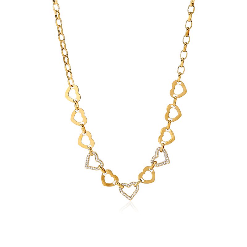 Ivanda Chunky Pavé Link Necklace Gold Statement CHZRK616-5 Ivanda Chunky Pavé Link Necklace Gold Statement CHZRK616-5 - view 6
