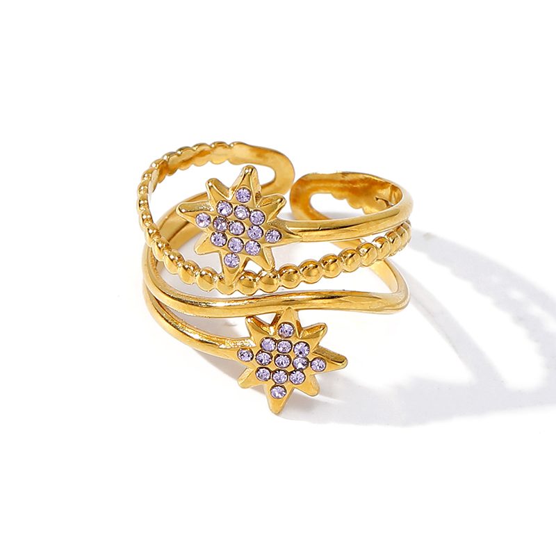 Ivanda Double Band Flower Ring Gold Stainless YWD2-R26062027-1 Ivanda Double Band Flower Ring Gold Stainless YWD2-R26062027-1 - view 3