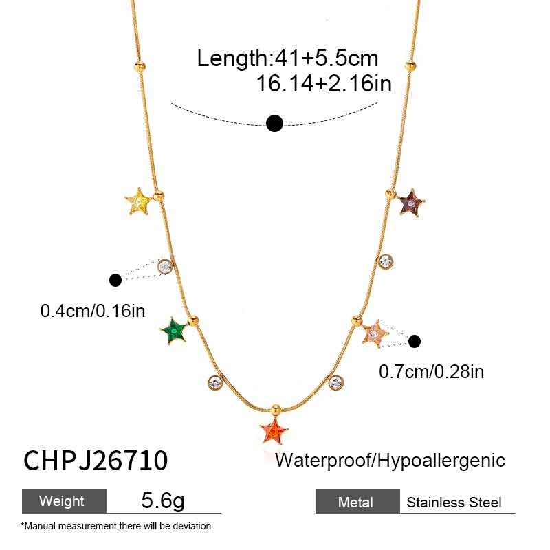 Ivanda Colorful Star Charm Necklace Gold Stainless CHPJ26710 - view 1
