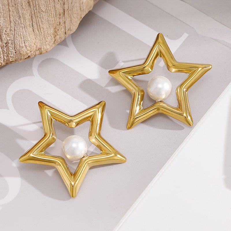 Ivanda Open Heart Pearl Stud Earrings Gold CHZRK616-37 Ivanda Open Heart Pearl Stud Earrings Gold CHZRK616-37 - view 6