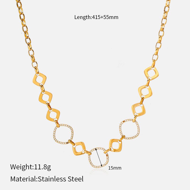 Ivanda Chunky Pavé Link Necklace Gold Statement CHZRK616-5 Ivanda Chunky Pavé Link Necklace Gold Statement CHZRK616-5 - view 1
