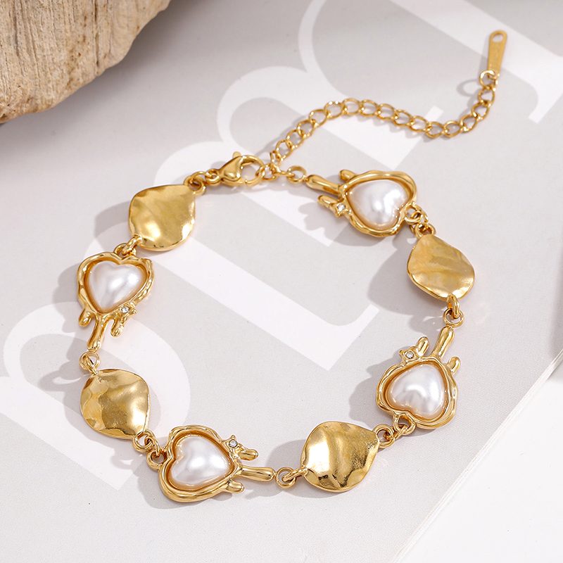Ivanda Heart Pearl Charm Bracelet Gold CHPJ26710-7 - view 3
