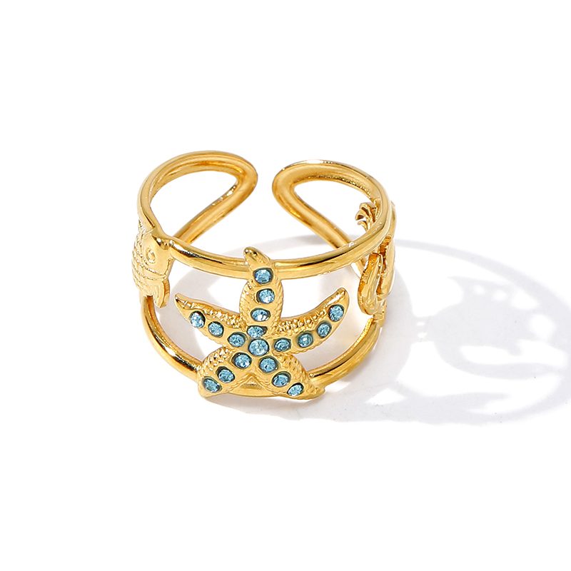 Ivanda Starfish Wide Band Ring Gold Stainless YWD2-R26062081 Ivanda Starfish Wide Band Ring Gold Stainless YWD2-R26062081 - view 3
