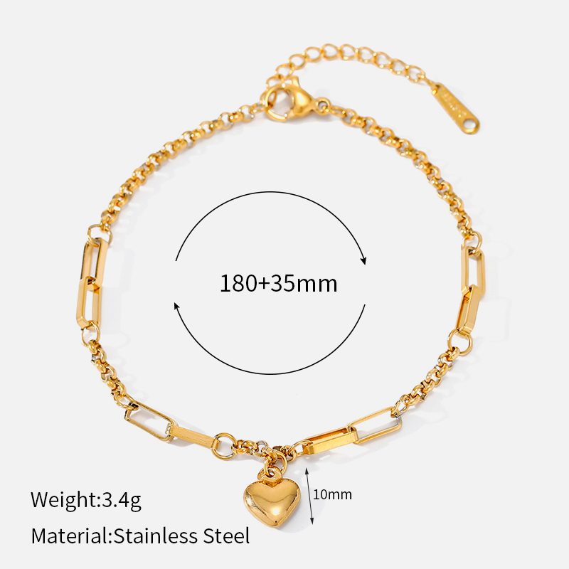 Ivanda Heart Paperclip Anklet PVD 18K Gold Plated Stainless Steel CHOFS-0334-J - view 1