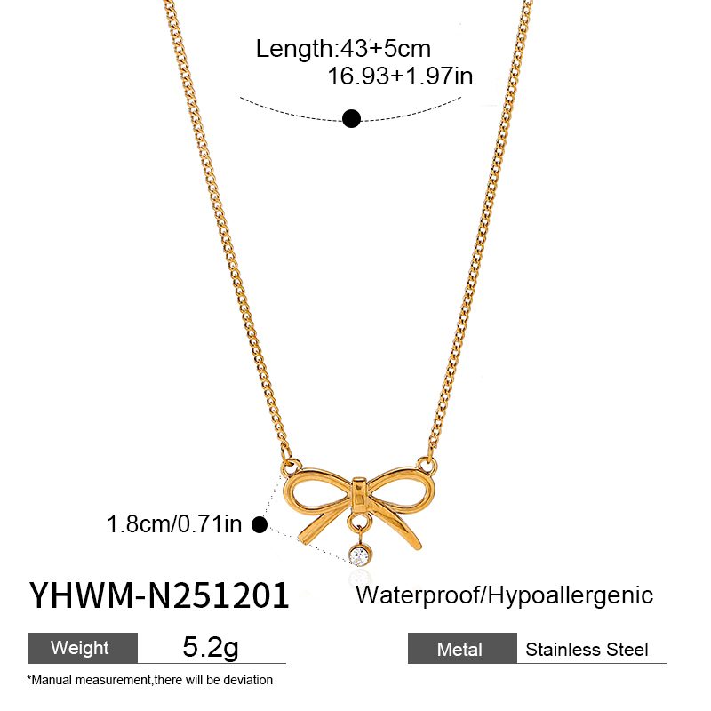Ivanda Bow Pendant Necklace Pearl Drop Gold YHWM-N251201 Ivanda Bow Pendant Necklace Pearl Drop Gold YHWM-N251201 - view 1