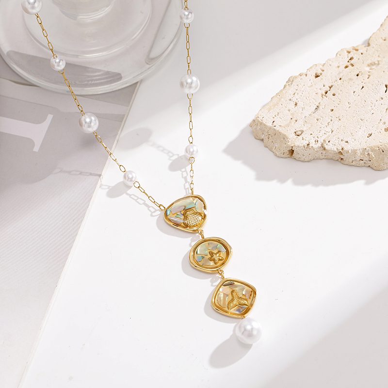 Ivanda Heart Link Stone Drop Necklace Gold CHPJ26710-4 Ivanda Heart Link Stone Drop Necklace Gold CHPJ26710-4 - view 5