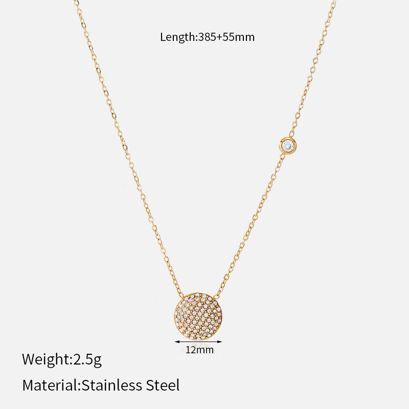 Ivanda Pavé Disc Pendant Necklace Gold CHZRK616-16 - view 1