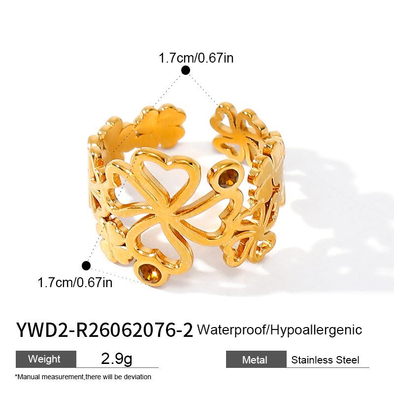 Ivanda Cutout Floral Band Ring Gold Stainless YWD2-R26062076-1 Ivanda Cutout Floral Band Ring Gold Stainless YWD2-R26062076-1 - view 2