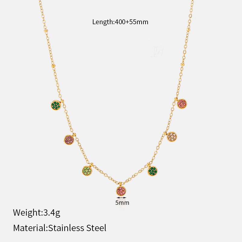 Ivanda Pavé Disc Drop Necklace PVD 18K Gold Plated Stainless Steel CH1928 Ivanda Pavé Disc Drop Necklace PVD 18K Gold Plated Stainless Steel CH1928 - view 2