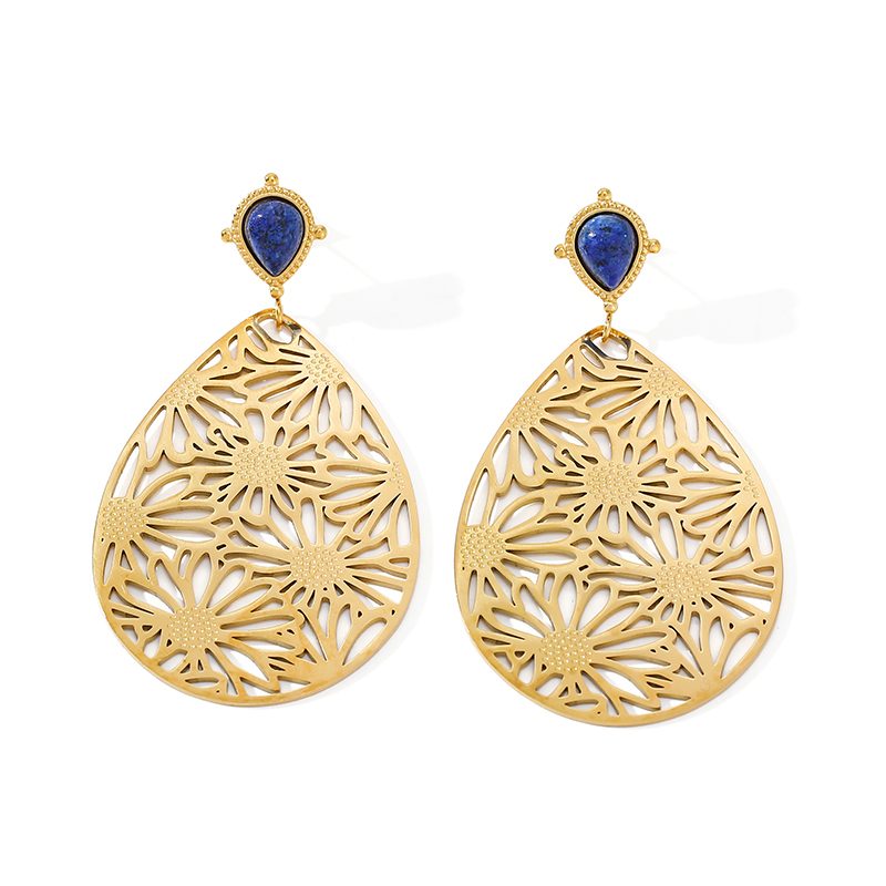 Ivanda Filigree Teardrop Earrings with Lapis PVD 18K Gold Plated Stainless Steel YWD8-E2504970 Ivanda Filigree Teardrop Earrings with Lapis PVD 18K Gold Plated Stainless Steel YWD8-E2504970 - view 6