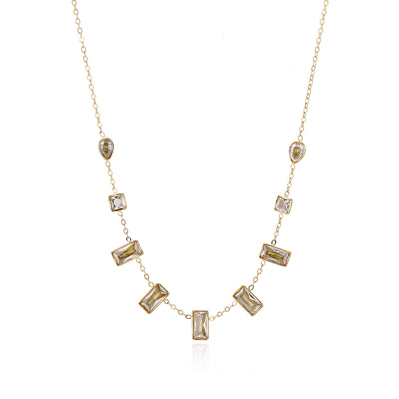 Ivanda Baguette Crystal Station Necklace Gold CHPJ26710-2 - view 4