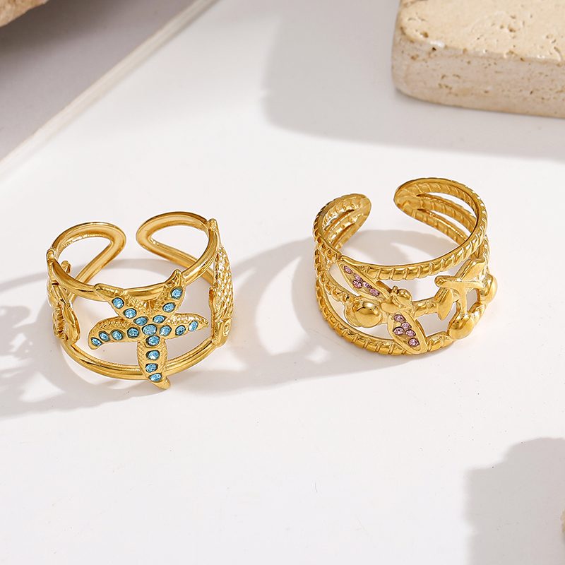 Ivanda Starfish Wide Band Ring Gold Stainless YWD2-R26062081 Ivanda Starfish Wide Band Ring Gold Stainless YWD2-R26062081 - view 5