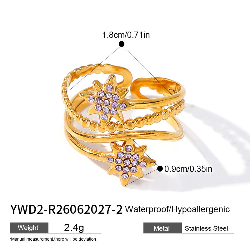 Ivanda Double Band Flower Ring Gold Stainless YWD2-R26062027-1 Ivanda Double Band Flower Ring Gold Stainless YWD2-R26062027-1 - view 2