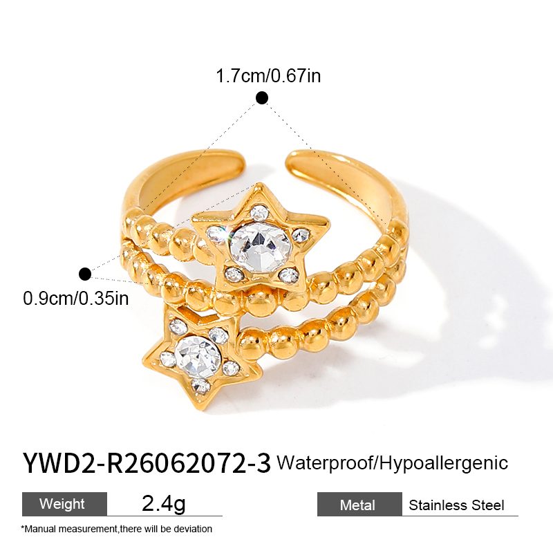 Ivanda Beaded Star Ring Purple Crystal Gold YWD2-R26062072-1 Ivanda Beaded Star Ring Purple Crystal Gold YWD2-R26062072-1 - view 3