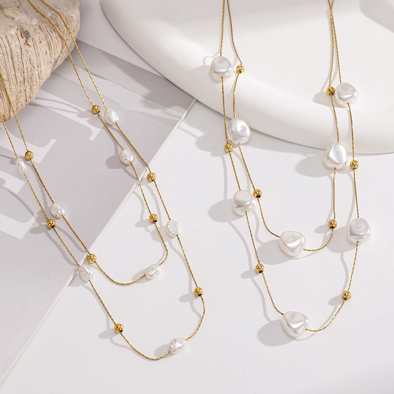 Ivanda Baroque Pearl Layer Necklace Gold CHZRK616-10 - view 6