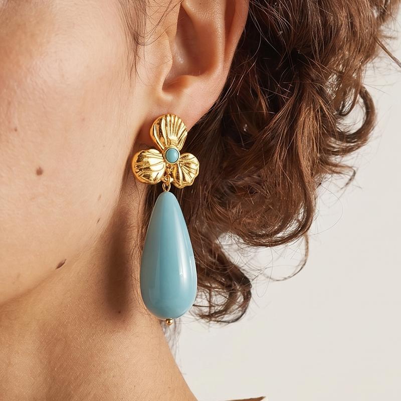 Ivanda Shell & Resin Teardrop Earrings PVD 18K Gold Plated Stainless Steel YWD2-E2504955-2 Ivanda Shell & Resin Teardrop Earrings PVD 18K Gold Plated Stainless Steel YWD2-E2504955-2 - view 4