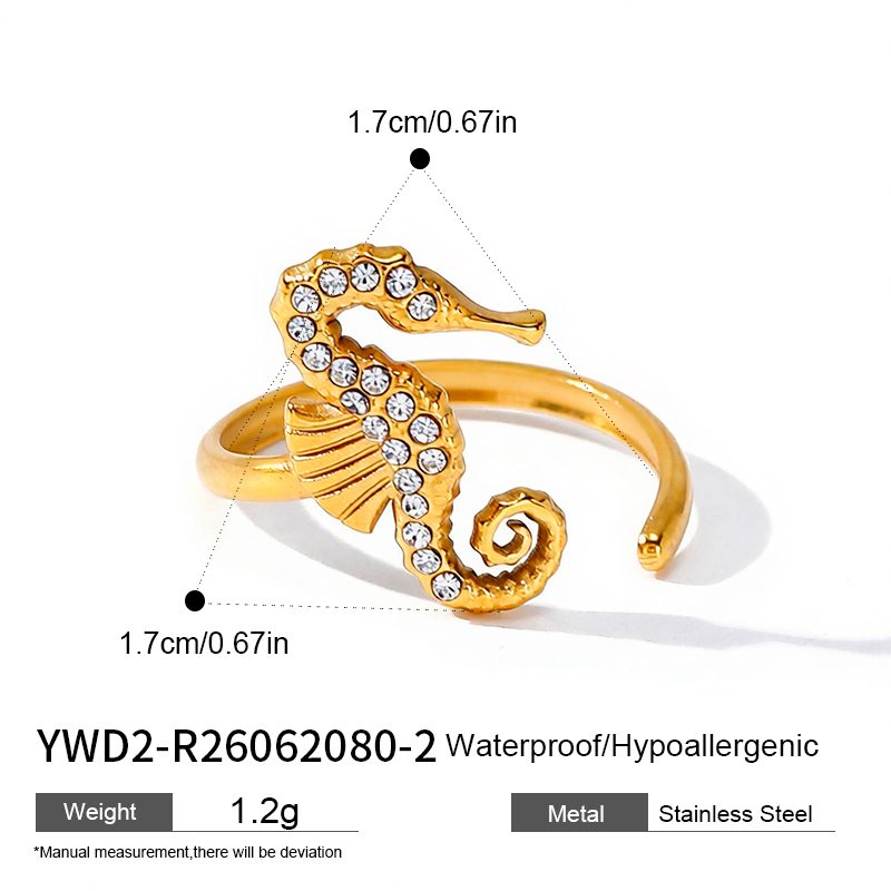 Ivanda Wavy Crystal Band Ring Gold Stainless YWD2-R26062073 - view 4