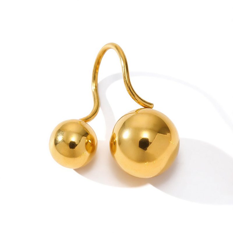 Ivanda Double Ball Drop Ear Hooks PVD 18K Gold Plated Stainless Steel CH1916 Ivanda Double Ball Drop Ear Hooks PVD 18K Gold Plated Stainless Steel CH1916 - view 5