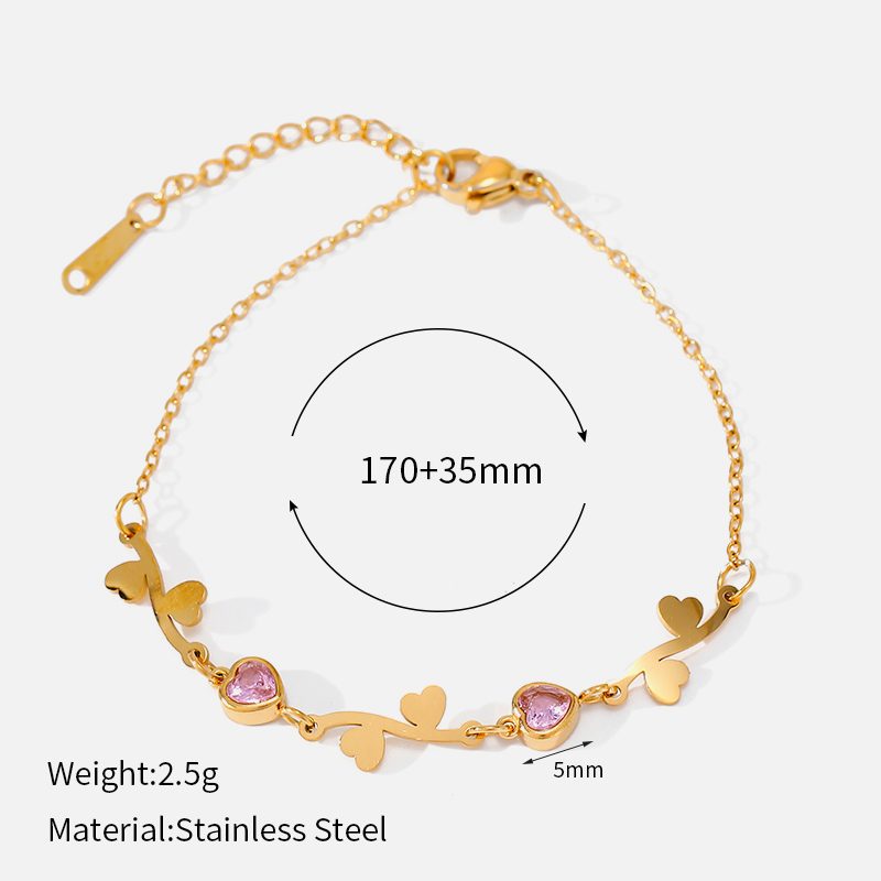 Ivanda Leaf & Butterfly Dainty Bracelet PVD 18K Gold Plated Stainless Steel CHSM-1060-J - view 6