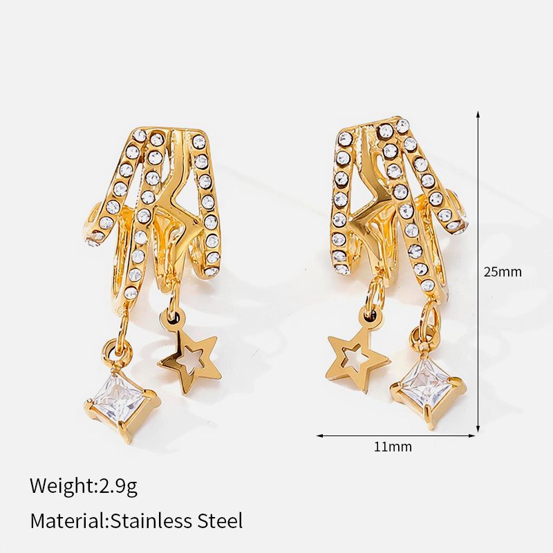 Ivanda Pavé Arch Shell Drop Earrings Gold CHZRK616-39 Ivanda Pavé Arch Shell Drop Earrings Gold CHZRK616-39 - view 2