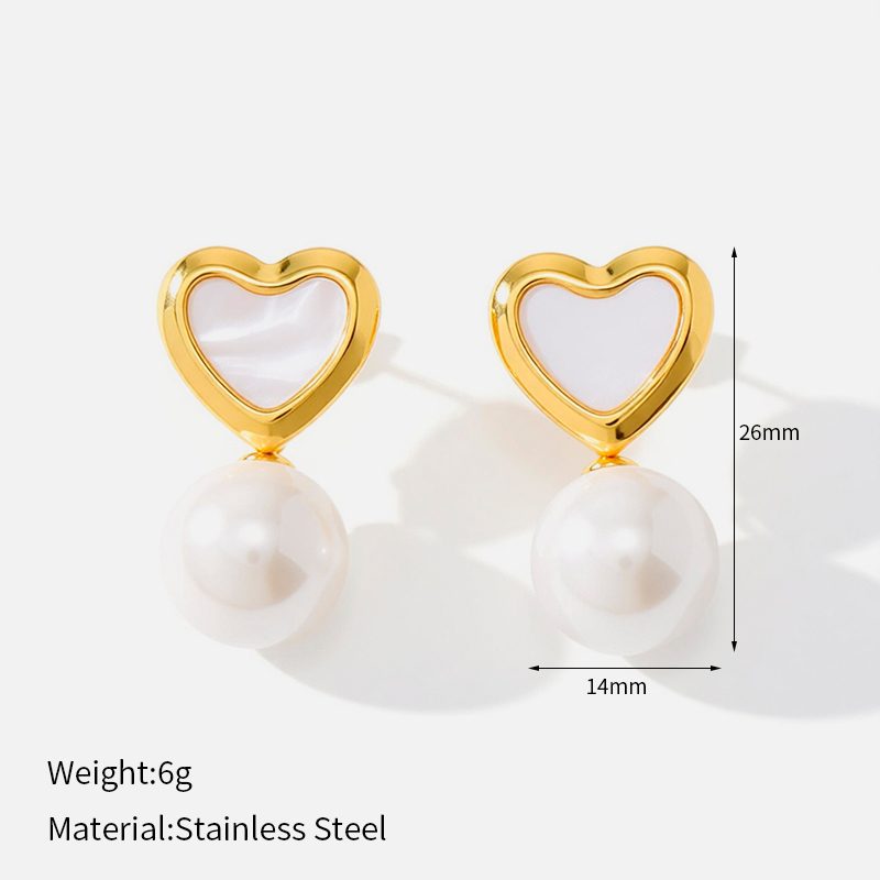 Ivanda Heart Outline Pearl Drop Earrings Gold CHZRK616-41 - view 1