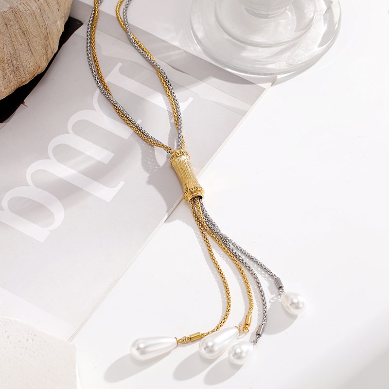Ivanda Two-Tone Lariat Necklace Bar Drop CHPJ26710-3 - view 3