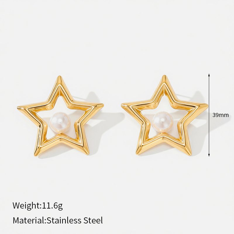 Ivanda Open Heart Pearl Stud Earrings Gold CHZRK616-37 Ivanda Open Heart Pearl Stud Earrings Gold CHZRK616-37 - view 2