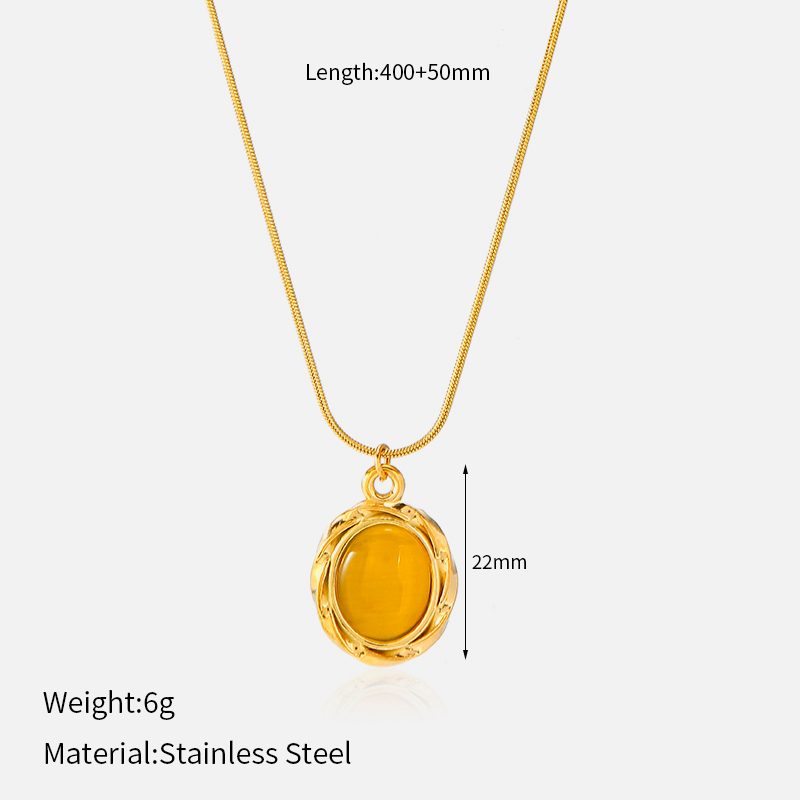 Ivanda Pink Stone Pendant Necklace Gold Snake Chain CHZRK616-33 - view 4