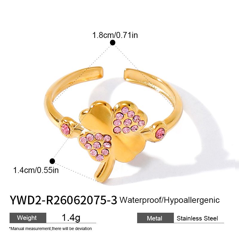 Ivanda Clover Ring Gold Stainless Steel YWD2-R26062075-1 Ivanda Clover Ring Gold Stainless Steel YWD2-R26062075-1 - view 3