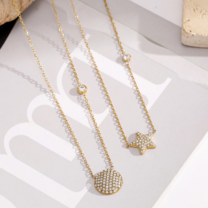 Ivanda Pavé Disc Pendant Necklace Gold CHZRK616-16 - view 5