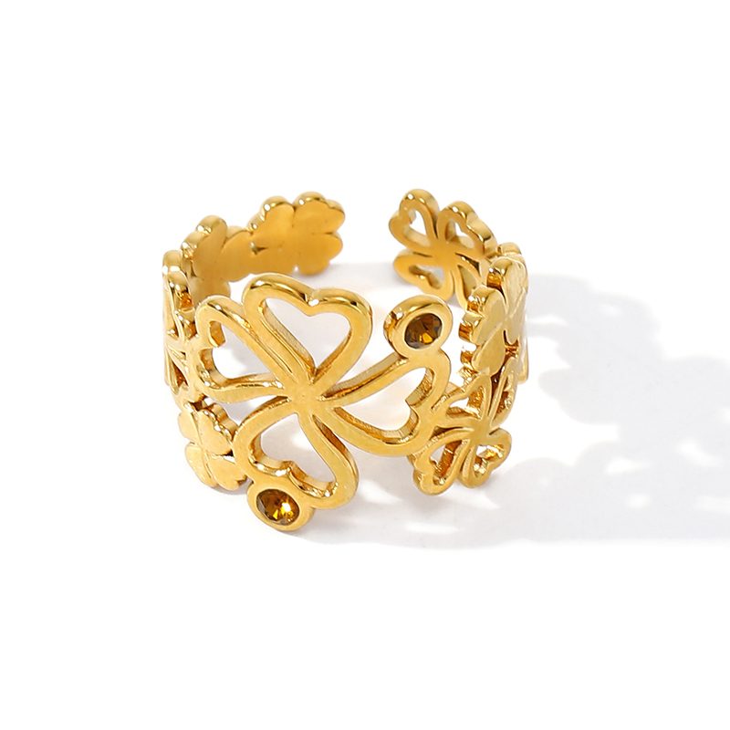 Ivanda Cutout Floral Band Ring Gold Stainless YWD2-R26062076-1 Ivanda Cutout Floral Band Ring Gold Stainless YWD2-R26062076-1 - view 4