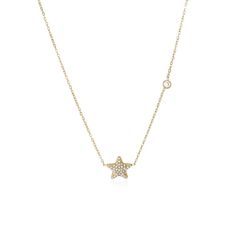 Ivanda Pavé Disc Pendant Necklace Gold CHZRK616-16 - view 4