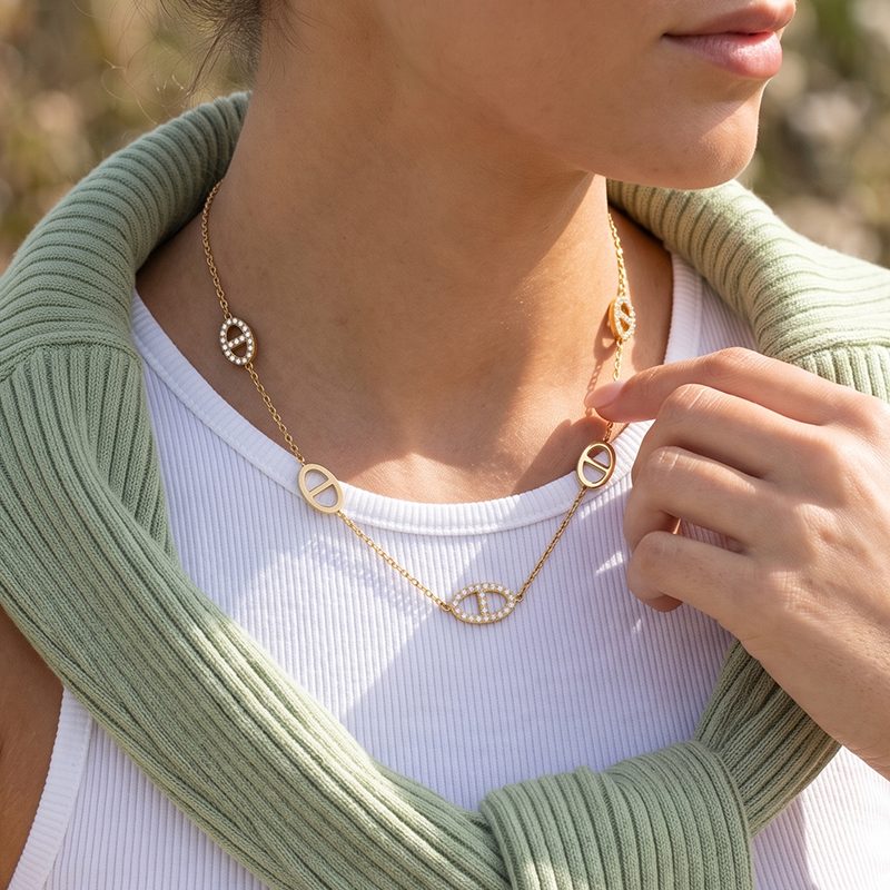 Ivanda Mariner Link Station Necklace Gold CHZRK616-15 - view 5