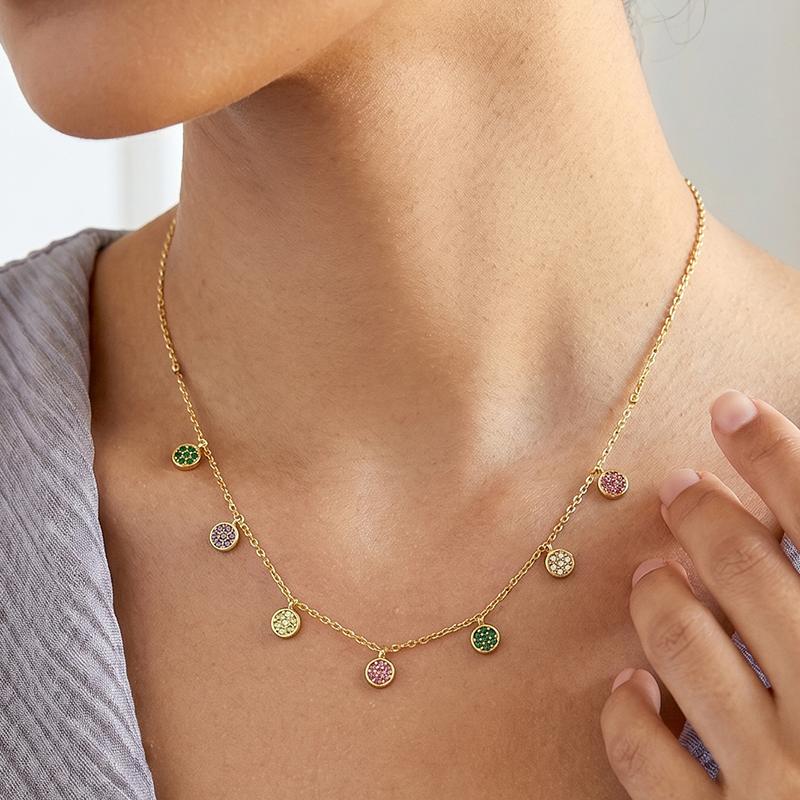 Ivanda Pavé Disc Drop Necklace PVD 18K Gold Plated Stainless Steel CH1928 Ivanda Pavé Disc Drop Necklace PVD 18K Gold Plated Stainless Steel CH1928 - view 3