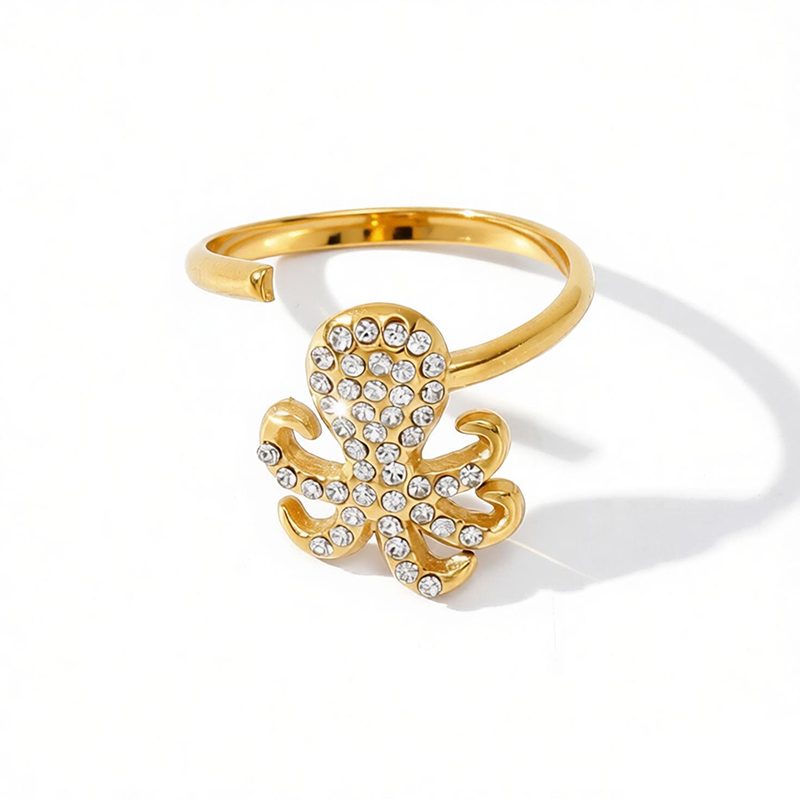Ivanda Wavy Crystal Band Ring Gold Stainless YWD2-R26062073 - view 5