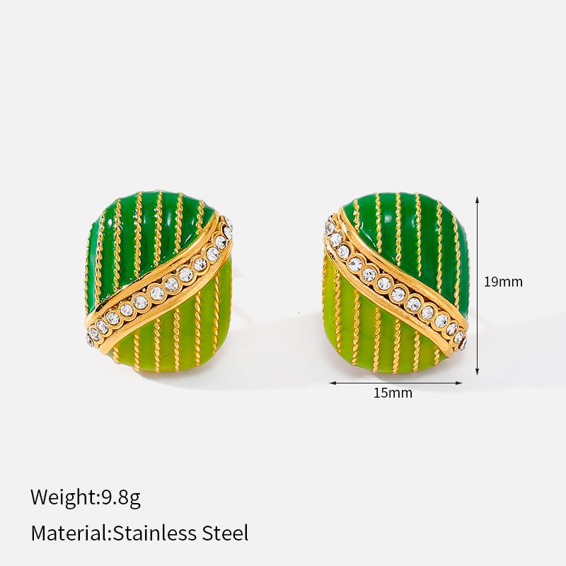 Ivanda Enamel Flower Hoop Earrings PVD 18K Gold Plated Stainless Steel YWD2-E2504958-2 - view 1