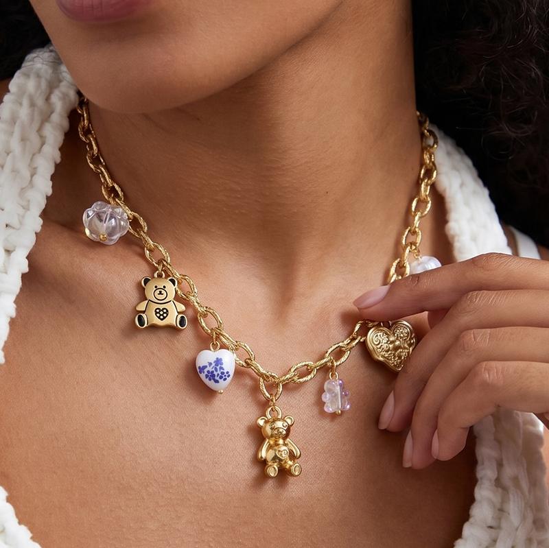 Ivanda Fruit & Flower Charm Necklace PVD 18K Gold Plated Stainless Steel CHXL02076-1 Ivanda Fruit & Flower Charm Necklace PVD 18K Gold Plated Stainless Steel CHXL02076-1 - view 4