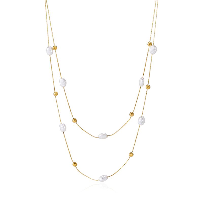 Ivanda Baroque Pearl Layer Necklace Gold CHZRK616-10 - view 4