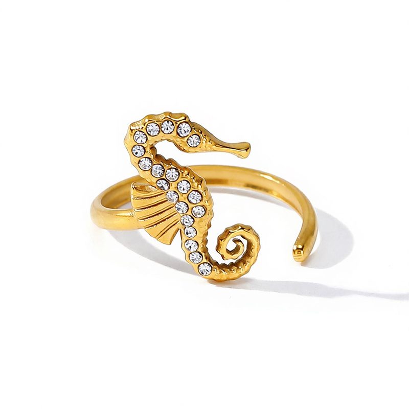 Ivanda Wavy Crystal Band Ring Gold Stainless YWD2-R26062073 - view 6