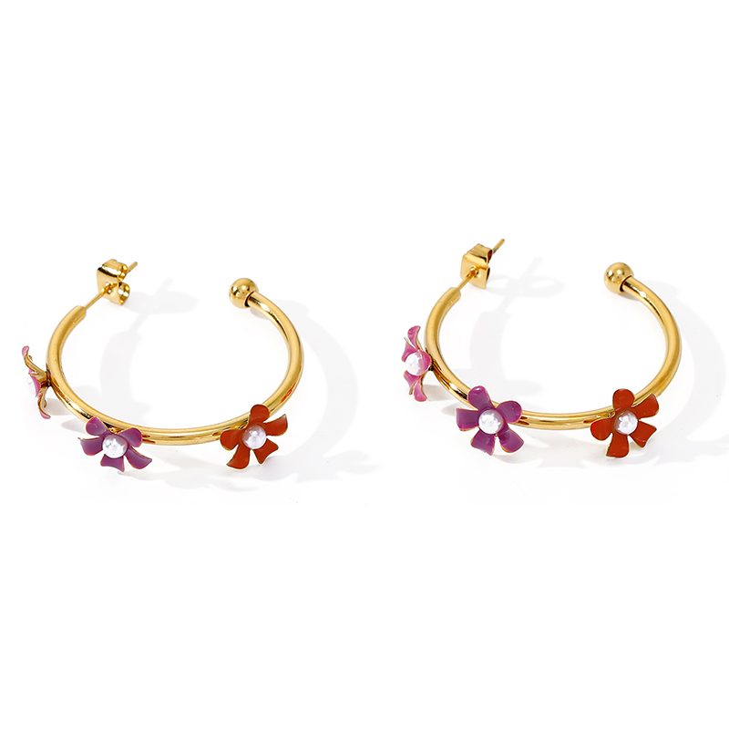 Ivanda Green Enamel Cushion Stud Earrings PVD 18K Gold Plated Stainless Steel YWD2-E2504961 - view 3