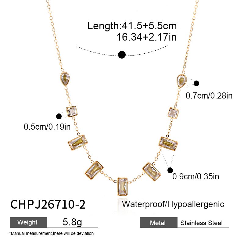 Ivanda Baguette Crystal Station Necklace Gold CHPJ26710-2 - view 1