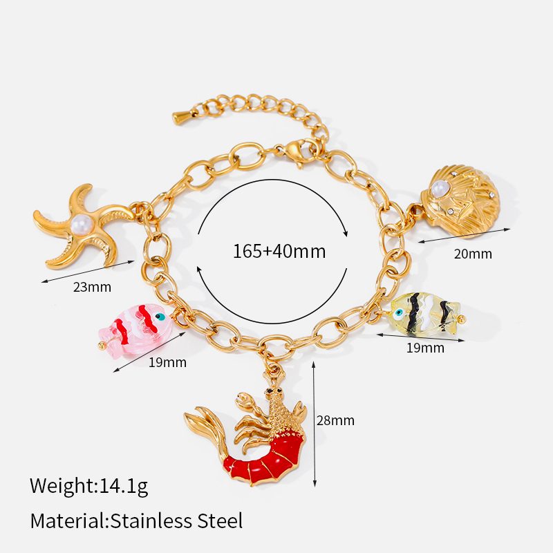 Ivanda Turtle & Turquoise Double Layer Bracelet PVD 18K Gold Plated Stainless Steel CHSL01171-1 - view 4