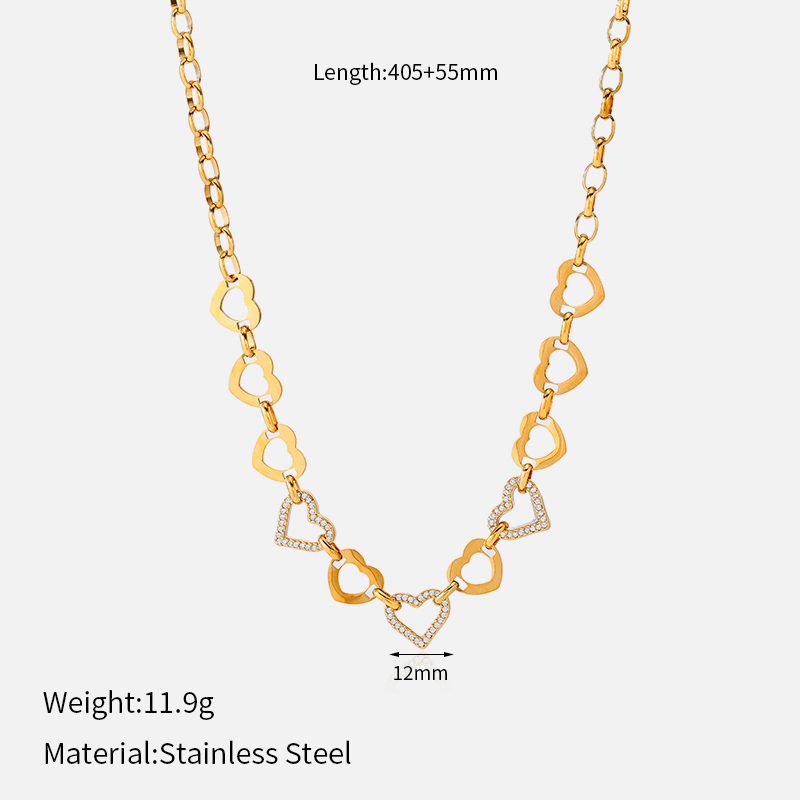 Ivanda Chunky Pavé Link Necklace Gold Statement CHZRK616-5 Ivanda Chunky Pavé Link Necklace Gold Statement CHZRK616-5 - view 3