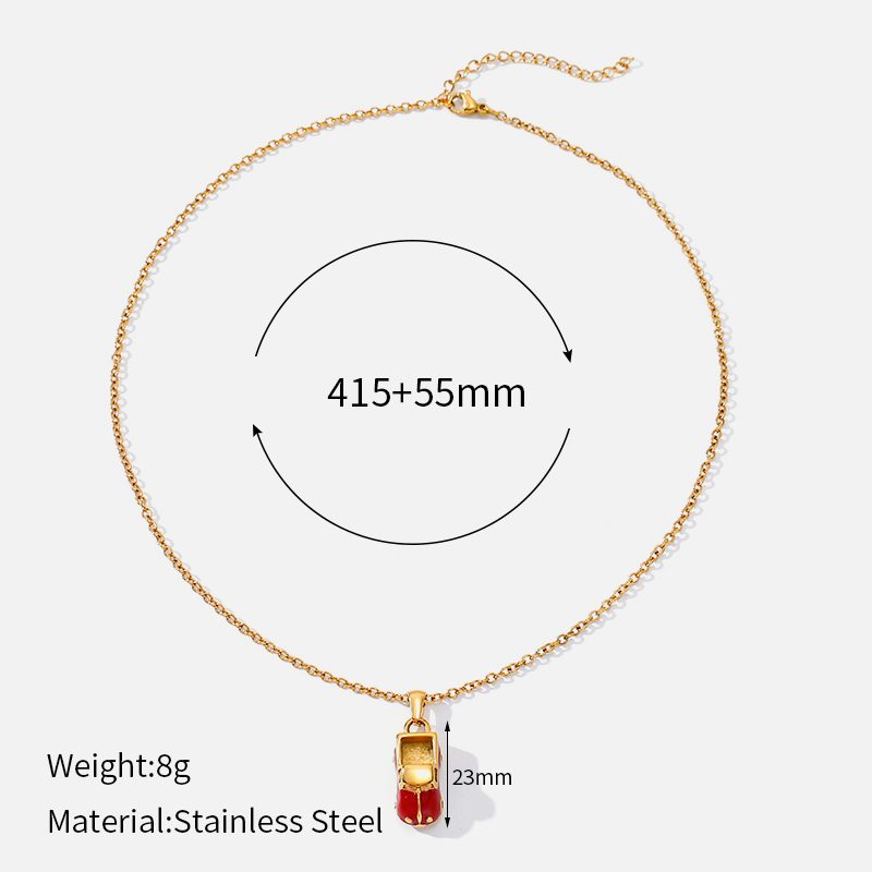 Ivanda Red Cherry Pendant Necklace Gold CPXB-099 - view 1
