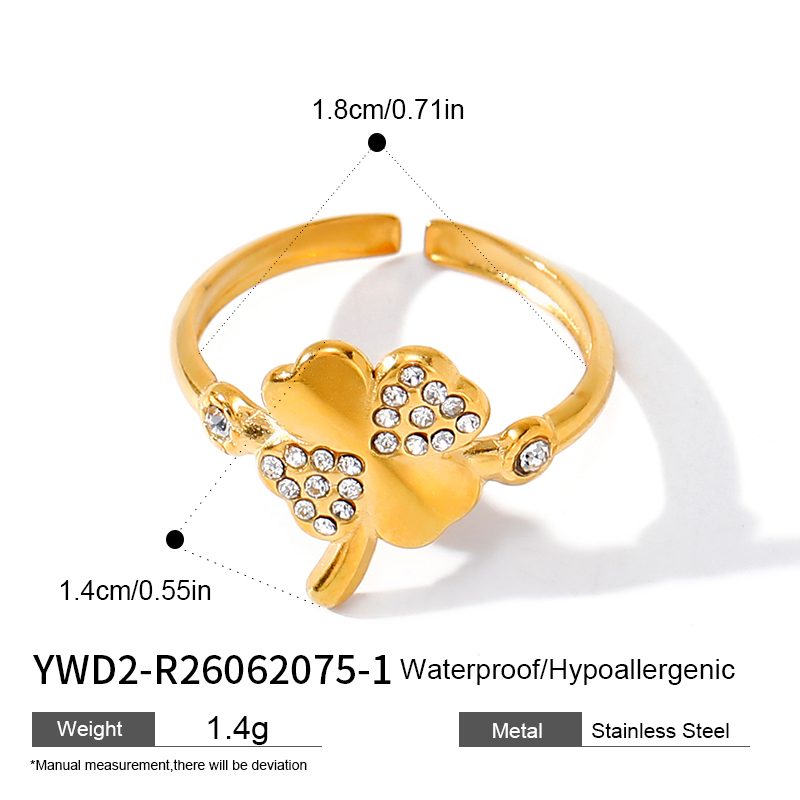 Ivanda Clover Ring Gold Stainless Steel YWD2-R26062075-1 Ivanda Clover Ring Gold Stainless Steel YWD2-R26062075-1 - view 1