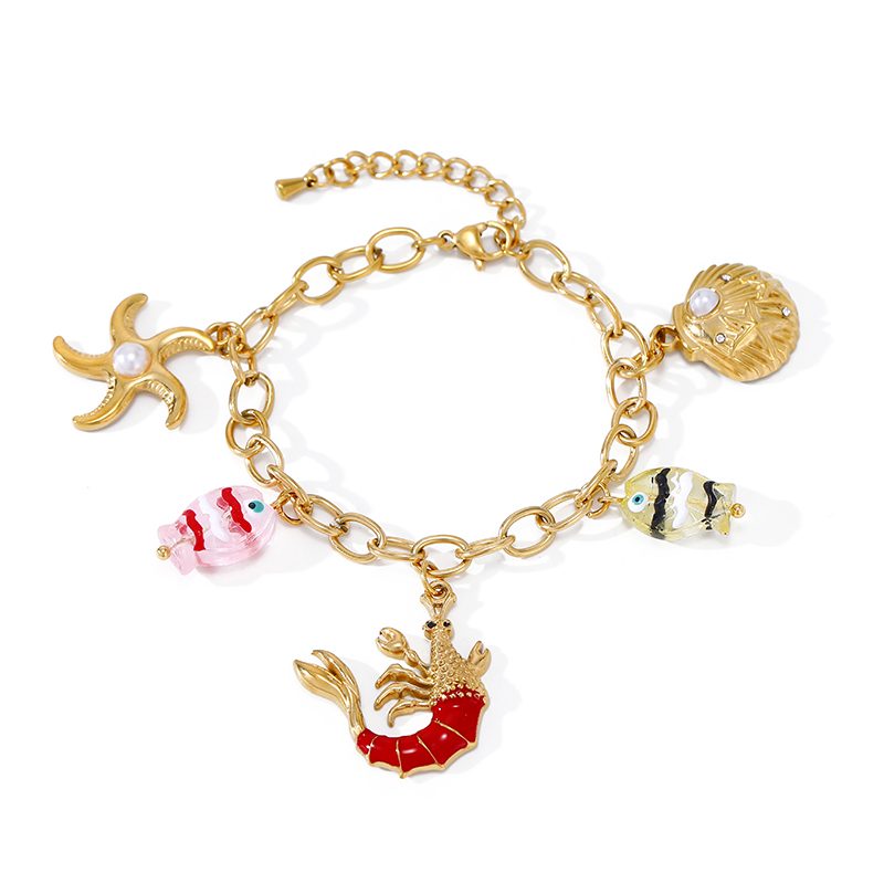 Ivanda Turtle & Turquoise Double Layer Bracelet PVD 18K Gold Plated Stainless Steel CHSL01171-1 - view 6