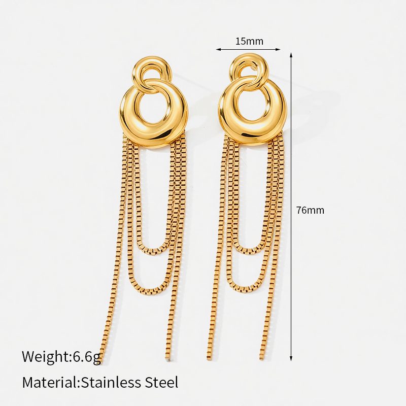 Ivanda Chain Tassel Drop Earrings Gold CHZRK616-44 Ivanda Chain Tassel Drop Earrings Gold CHZRK616-44 - view 1